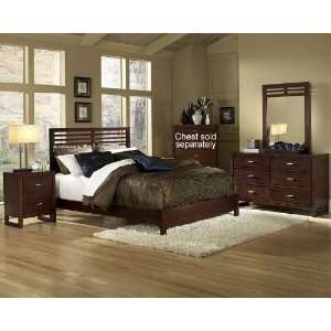  4pc Full Size Bedroom Set Slat Design Bed in Cherry: Home 