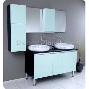   Double Sink Modern Bathroom Vanity w/Side Cabinet