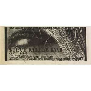    Steve Miller Crazy Horse San Diego Concert Ad 1971