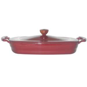 Lafont 4 Quart Oval Au Gratin with Cover, Burgundy  