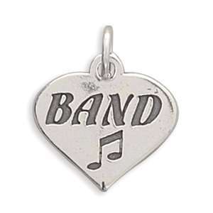   Charm Pendant Heart with the Word Band and a Music Note Jewelry