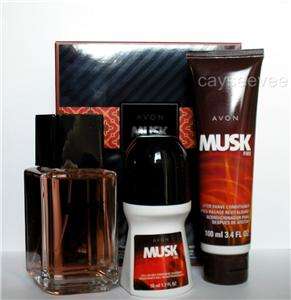 Avon MUSK FIRE 3 Piece Gift Set, EDT Spray, After Shave Conitioner 