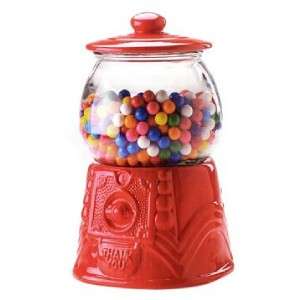 Large Red Ceramic Gumball Machine Jar w/Lid * Cookie Jar   Gumballs 