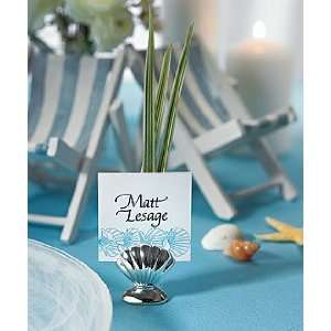 Beach Wedding Place Card Holders   Shell Silver