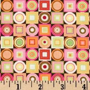  45 Wide Rhumba Circles & Squares Orange Fabric By The 