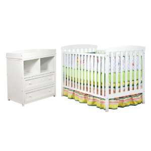  Leila Nursery Set with Classic Crib and Changer (White 