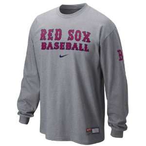 Nike Boston Red Sox Grey Line Drive Long Sleeve T Shirt:  