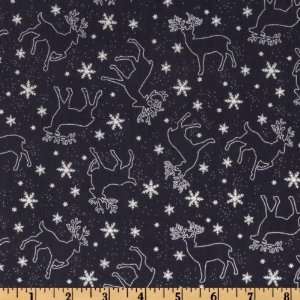   Reindeer Silhouette Navy Fabric By The Yard Arts, Crafts & Sewing
