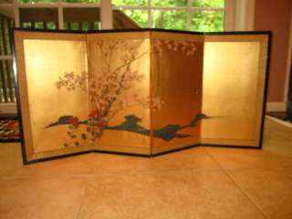 Japanese Byobu 4 Folding Screen 19X40 Tree GLD  