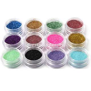 Top quality of 12 pots glitter powder decoration in individual pot.