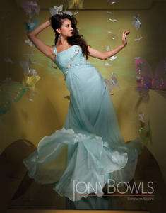 Tony Bowls 111545 Light Aqua Chiffon Pageant Gown 16  
