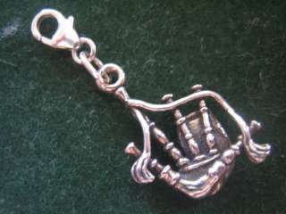 925 Sterling Silver Bagpipe Music clip on Charm   fits Thomas Sabo 