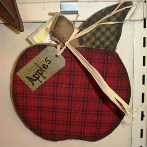   Apple Shaped Country Style Sign Red Green Plaid Wood: Home & Kitchen