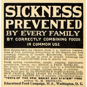   Ad Educational Food Campaign Prevent Sickness   Original Print Ad