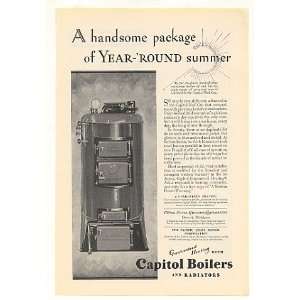    1928 Capitol Red Cap Boiler Heater Heating Print Ad