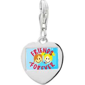   Silver Friends Forever Photophoto Heart Frame Charm: Pugster: Jewelry