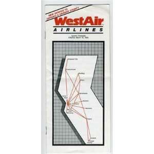    WestAir Airlines System Timetable March 1985 