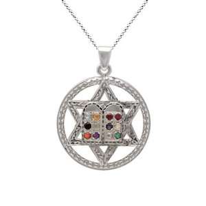    Sterling Silver .925 Hoshen David Star Hebrew Pendant: Jewelry