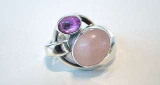 New LILLY BARRACK Rose Quartz & Sapphire Ring Size 7  