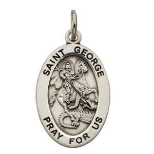 St George Sterling Silver Medal on 20 Chain Christian Jewelry Patron 
