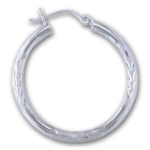  14kt White Gold Satin Wheat Hoop Earrings Gold and 