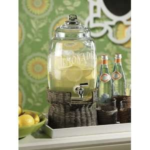  Lemonade Beverage Dispenser on Rattan Base: Home & Kitchen