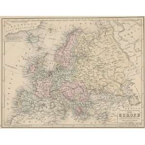  Mitchell 1886 Antique Map of Europe