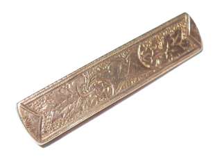Antique hand engraved rolled gold Victorian tie pin bar tack  