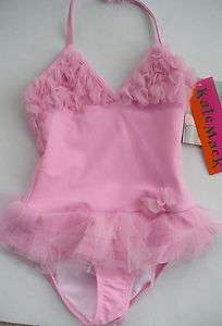 KATE MACK Pink Swim Bathing Suit SKIRT TULLE TRIM SOO CUTE!! NWTS 