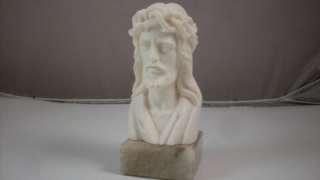   Alabaster Hand Carved Jesus Crown of Thorns Statue Made In Italy