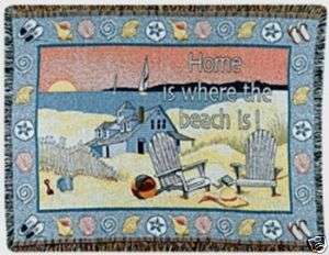 BEACH IS HOME TAPESTRY AFGHAN / THROW / WALL HANGING  