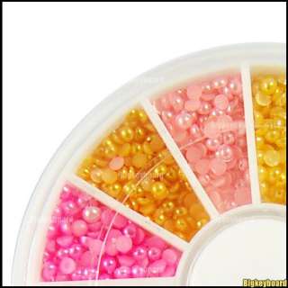 2000x 2mm Half Baby Pearl Gems Nail Art Tips Decoration Wheel  