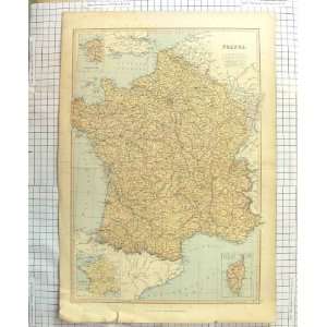   TURNER ANTIQUE MAP c1790 c1900 FRANCE CORSICA BISCAY: Home & Kitchen