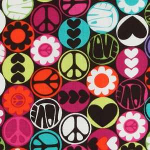   Miller Peace Buttons Cocoa Fabric Yardage: Arts, Crafts & Sewing