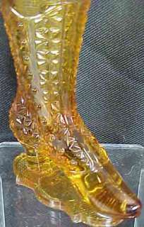 Findlay Glass Fine Cut Bouquet Boot Holder Amber OH  