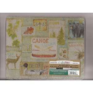  Lodge Collage Small Glass Cutting Board: Kitchen & Dining