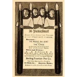   Vintage Print Ad Sterling Fountain Pen Boys Choir   Original Print Ad