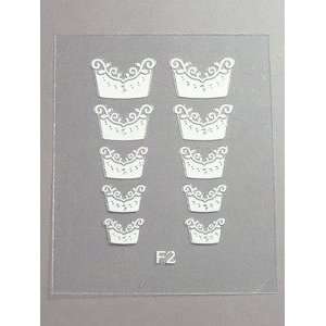  White Vine French Tip Jeweled Nail Stickers/Decals: Beauty