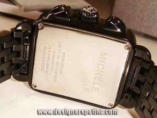 New Michele Black Noir Deco Diamond Noire Watch plus Warranty Manual 