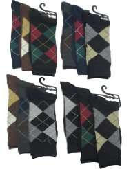 Mens Argyle Dress Socks 12 Pair Cotton Blend Color Variety 10 13