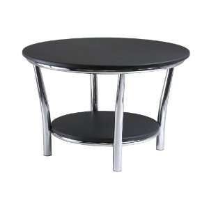  Maya Round Coffee Table, Black Top, Metal Legs By Winsome 