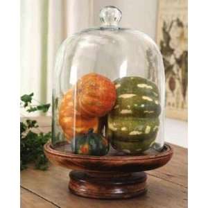    Mango Wood Pedestal Cake Stand with Glass Cloche: Home & Kitchen