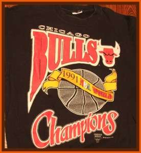 Vintage 1991 Chicago Bulls NBA Champions T Shirt XL  