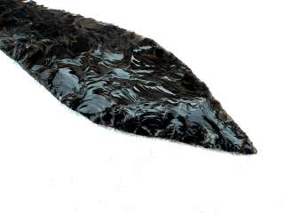   Flint knapping art~8.75 Black obsidian spear point~New.  