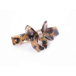 Small Butterfly Bow Leopard Animal Print French Barrette Hair Clip for 