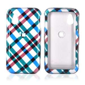  FOR LG ARENA GT950 HARD CASE CHECKER BLUE BROWN GREEN 
