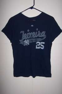 NWT YANKEES LARGE MARK TEIXEIRA WOMENS LEAD ROLE NAVY PLAYER T SHIRT 