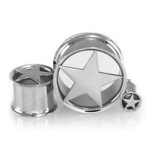 Stainless Steel Steelcut Star Double Flare Plugs  6g (4mm),   Sold as 
