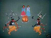 ALLAN HOUSER Serigraph   Apache Crown Dancers   Tewa  