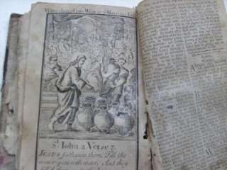   ANTIQUE LEATHER BOUND PRAYER BOOK BIBLE 1756 FULL ILLUSTRATIONS  